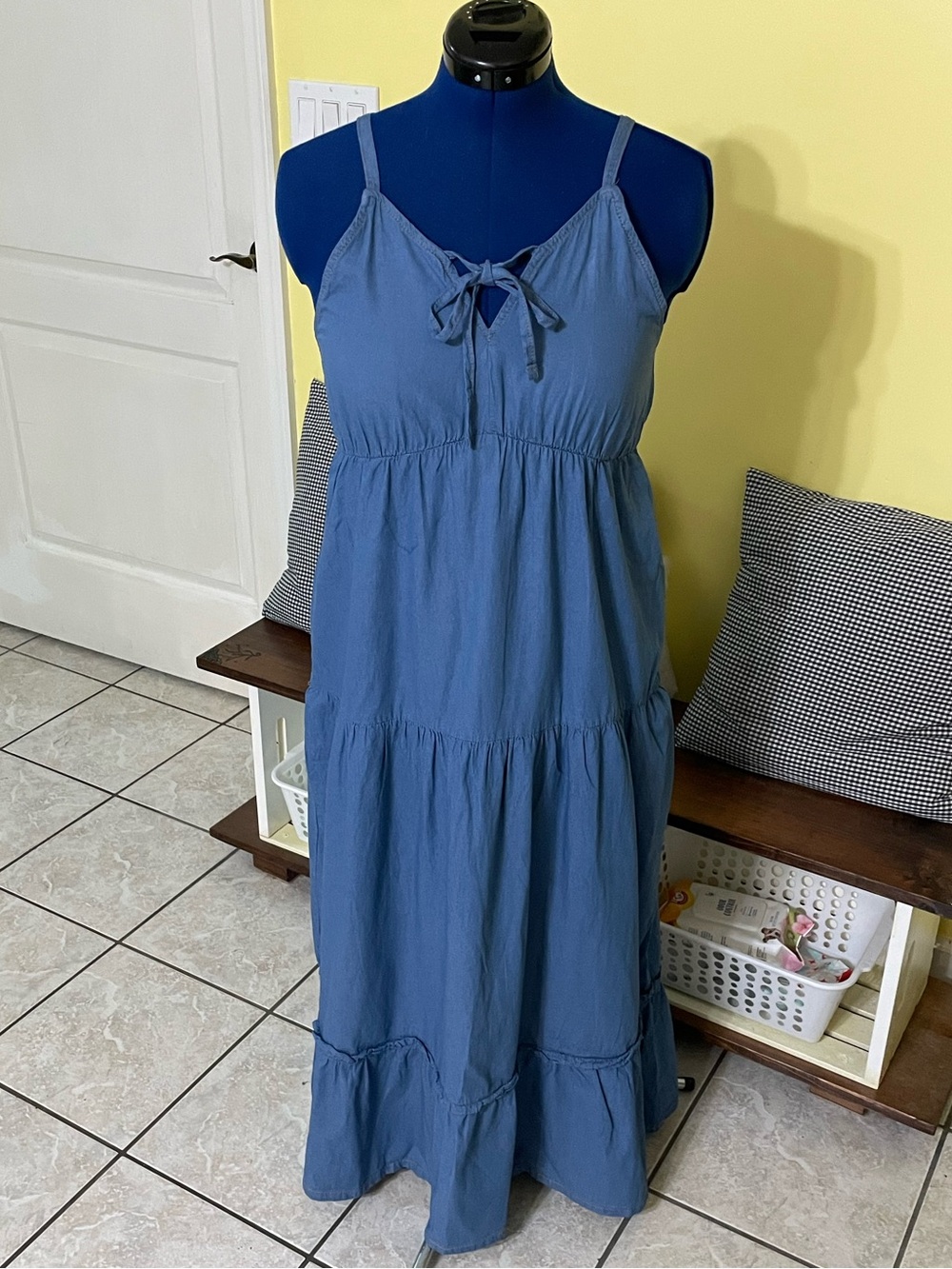 bebe Navy Blue Tiered Sundress